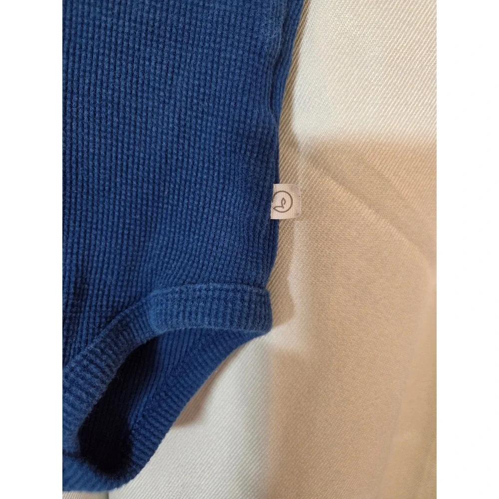 Little Planet Organic by Carters Baby Boys Blue Waffle Knit Bodysuit 18M